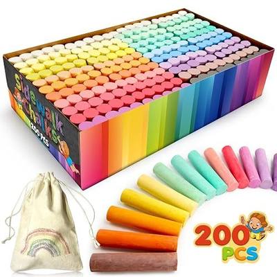 Sidewalk Chalks Set: 200Pcs in 20 Color Jumbo Washable Chalk for Kids | Outdoor Chalk for Toddler Drawing Art, Non-Toxic Dustless Colored Giant Box Chalkboard, Chalk for Classroom Playground Party