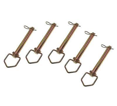 Mytee Products 5 Pcs Swivel Hitch Pin 1/2" x3-1/2 w/ Clips - Zinc Plated, High Carbon Steel, Trailer Hitch Safety & Security Pin for Tractors