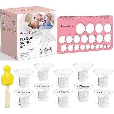Nursi Luna Flange Sizing Kit 3-in-1 with 13/15/17/19/21mm for 24mm Electric Breast Pump Flanges/Shields, 10PCS Soft Silicone Flange Inserts for More Comfortable Pumping, BPA-Free, Essential for Moms