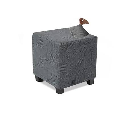 NeColorLife Small Ottoman Cover - Stretch Ottoman Slipcover in Soft Knitted Jacquard for Wohnzimmer Storage Stools (Grey, 1PC)