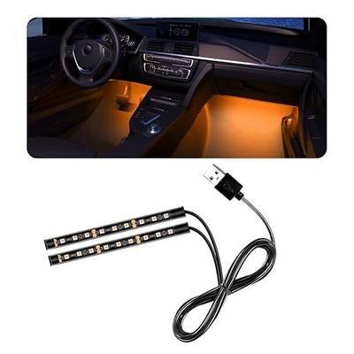 povtii Car LED Strip Light, 24 LED RGB Auto Under Dash Interior Atmosphere Lights, USB Vehicle Decorative Lamp Ambient Night Light Strip, Lighting Kit Car Accessories (Orange)