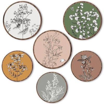 Barydat 6 Pieces Boho Plant Wall Art Decor Wooden Boho Farmhouse Rustic Bohemian Wall Hanging for Bedroom Living Room Office (Retro,8 Inch, 10 Inch)
