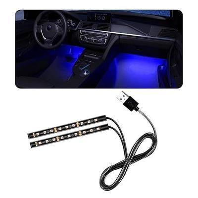 povtii Car LED Strip Light, 24 LED RGB Auto Under Dash Interior Atmosphere Lights, USB Vehicle Decorative Lamp Ambient Night Light Strip, Lighting Kit Car Accessories (Blue)