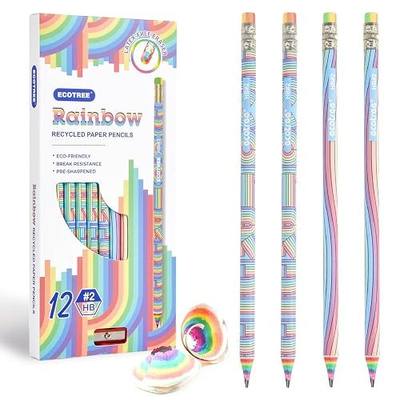 ECOTREE Pencils #2 Pre-Sharpened Pencils for Kids Cute Rainbow Pencil Number 2 Pencil for School, Writing, 12 Count