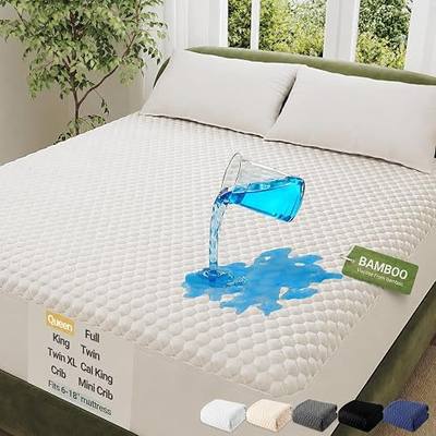 OhGeni 100% Waterproof Mattress Protector,Queen Size Mattress Soft Pad,Pet Hair & Bedwetting Resistant,Cooling Breathable Fitted Sheets,Washable Bed Cover Over 99 Count Hex Bumps