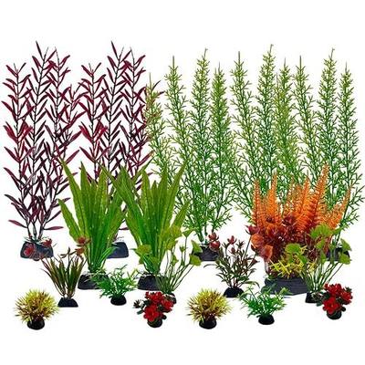Aquarium Plants,Artificial Fish Tank Decorations Decor Plastic Plants Set 18 Pcs Landscaping Decorations Fish Tank Accessories,Small to Large,Tc1801