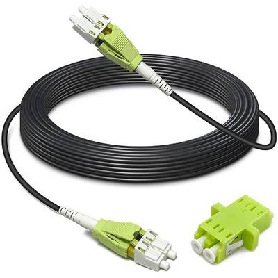 5m/15ft OM5 Multimode Armored LC to LC Fiber Optic Patch Cable, Indoor/Outdoor 40Gb 100Gb Duplex Wideband MMF LC-LC Fiber Jumper, 50/125, Black