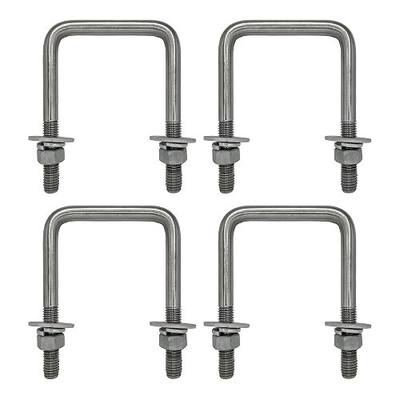 A.A Square U Bolt with Hardware for Boat Trailer, Galvanized Steel, 1/2" Diameter x 3-1/16" x 4-5/16" for 3x3 Beam (4 Pack)