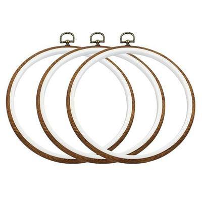 Waziaqoc 8 Inch Embroidery Hoop Frame Set, Round Circle, 3 Pcs | Imitated Wood Display Frame, Cross Stitch Hoops, Art Craft Sewing and Hanging