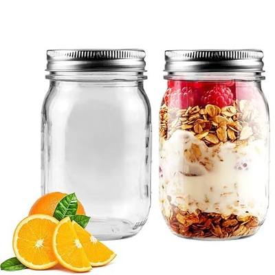 2 Pack 16oz Regular Mouth Glass Mason Jars, Airtight Lids for Canning | Clear Glass Storage Jars, Dishwasher Safe. Great for Meal Prep, Overnight Oats, DIY Homemade Gifts and Pantry Organization