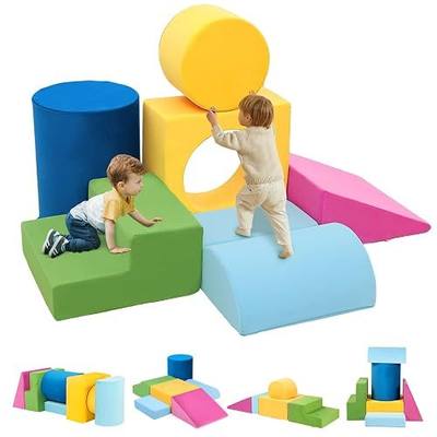 Edbuosy Toddler Climbing Toys Indoor, 7-Piece Colourful Foam Climbing Blocks, Soft Play Climbing for Toddlers, Modular Crawling & Sliding Play Set for Toddlers 1-3 Years Old