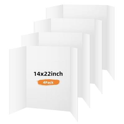 4 Pack Trifold Poster Board, 14x22 White Presentation Display Board | Portable for Science Fair, School DIY Project and Business Exhibitions