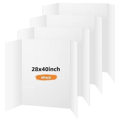4 Pack Trifold Poster Board, 28x40 White Presentation Display Board | Portable for Science Fair, School DIY Project and Business Exhibitions