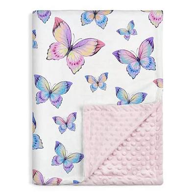 SANDJEST Kid Blankets for Girls 30 x 40 - Kids Throw Minky Blankets with Layer Dotted Backing - Gifts for Birthday Nursery Room Decor