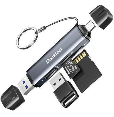 Dockteck SD Card Reader, 5G Super Speed USB3.0 SD/TF Card Reader, 3-Slot USB A/C to SD/Micro SD/USB A Memory Card Reader for UHS-I SD/Micro SD/SDHC/SDXC/MMC, Support OTG for Plug&Play