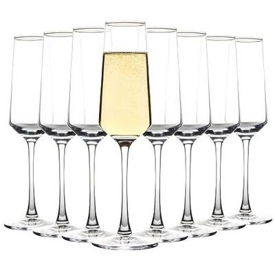 Champagne Glasses Set of 8, Elegant Champagne Flutes, Modern Sparkling Wine Glasses for Home Bar, Wedding, Anniversary, 8 oz, Clear