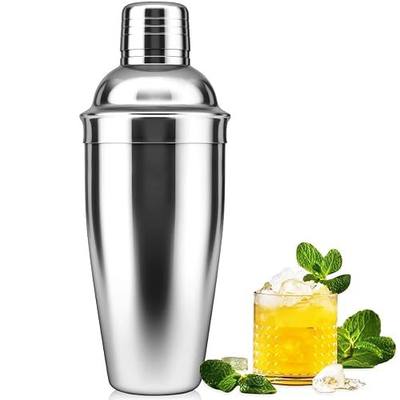 Cocktail Shaker,24oz Drink Mixer with Built-in Strainer for Mixing Drinks Margaritas,Beginner Friendly Stainless Steel Mixer Bar Utensil Tool