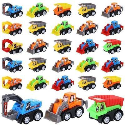 DERTE 15 Pieces Mini Construction Car Toys Small Truck Excavator Vehicles | Mini Pull Back Vehicles Truck Tractor Toy Kit Kids Party Favors Pinata Stuffers Easter Fillers for Kids Child Play Set Gifts
