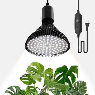 Hanging Grow Lights for Indoor Plants, 25W 5000K, LED Light Bulbs | 25W 5000K LED Grow Light, Height Adjustable Pendant, Full Spectrum Plant Lamp with Timer forTall Indoor Plants, Black