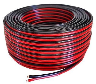 Pure Copper 14 AWG (American Wire Gauge) Stranded OFC Flexible Red Black 2 Conductor Bonded Zip Cord Automotive Power Speaker Cable for Car Audio Amplifier LED Trailer Light Harness Wiring (100 Feet)