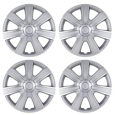 Hubcaps 15 Inch Wheel Rim Cover Universal R15 Hub Caps, Snap On Car Pickup Truck SUV, Wheel Covers, Set of 4, 15-Inch, Silver