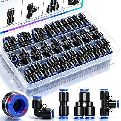 mxuteuk 1/4"OD Push to Connect Fittings Quick Connect Air Hose Fittings,1/4"OD Air Hose Fittings,Air Line Fittings for 1/4" Tube (30PCS)