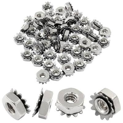 Waziaqoc #6-32 K-Lock Nuts, Stainless Steel Hex Nut, 50Pcs | External Tooth Washer, Long-lasting and Secure Fasteners