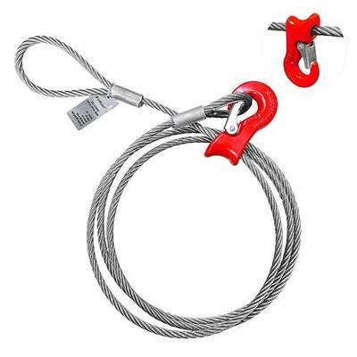 Single Leg Wire Rope Sling, 1/2" x 8.2' Log Choker Cable Rigging | 10.3T Capacity, EIPS 7x19 IWRC, Flemish Loop & Turnback Eye w/Thimbles, 2 Forged Metal Sleeves, Sliding Choker Hook Design