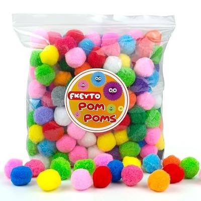 200 Pieces Pom Poms, 1 Inch Craft Pom Poms, Fuzzy Pompom Puff Balls for DIY Arts, Crafts Projects, Home Decorations (Multi-Colored)