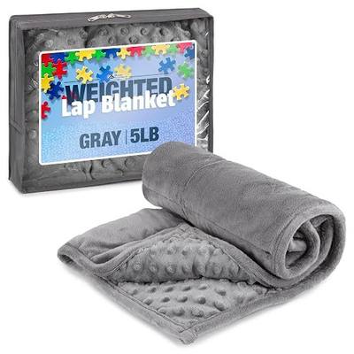 Kidaddle 5lb Weighted Blanket (Grey) 19x22 Inch – Plush Minky Weighted Lap Pad with Travel Bag for Ages 4+