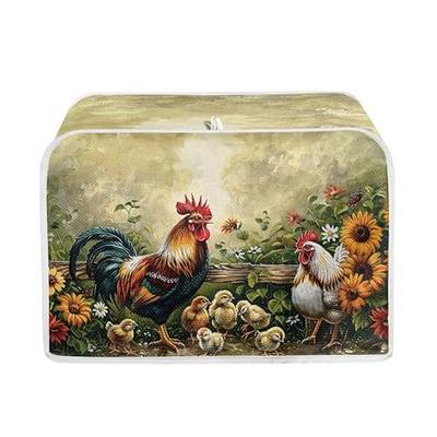 Lotusorchid Rooster Bread Maker and Toaster Cover, 4 Slice, Sunflower Comfy, Decorative Washable Appliance Cover for Kitchen, Multicolor