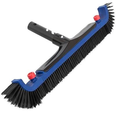 POOLAZA 20" Pool Brush Head with Aluminum Handle, Curved Ends | Reinforced Brush Body with Aluminum Handle, BPT Bristles, Curved Ends & EZ Clip, 20" Wide Cleaning Path for Walls & Floors