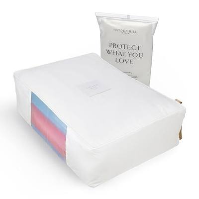 Hayden Hill Luxury Organic Cotton Sweater and Blanket Storage Bag 20 Inch | Fits 9 Fine Knits or 2 Blankets, Breathable, Moth Proof, Garment Storage Bag For Cashmere, Certified Carbon Neutral, White