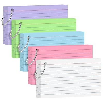 250 Count Colored Index Cards 3x5 Inch Heavyweight Flash Cards with Ring Lined Flashcards Note Cards for Studying School College Supplies