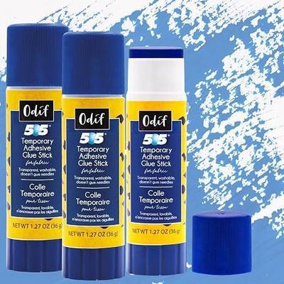 Odif 505 Temporary Adhesive Fabric Glue Stick | Fabric Glue Sticks with No Residue | Disappears After Washing | Precise Application Fabric Adhesive 1.27 oz (3), Blue
