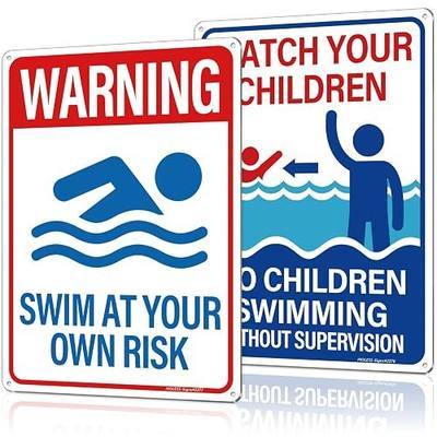 14x10″ Pool Safety Signs, Pool Signs for Outside, 2 Pack, PSP-2403 | Watch Your Children & Swim at Your Own Risk Signs; Child Supervision Notice; 0.040 Aluminum; Weatherproof for Outdoor Use