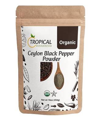 Tropical Goodness Organic ground Black Pepper Powder 16oz/1lb, Authentic Tropical Flavour, USDA & Kosher Certified, Non-GMO, Gluten-Free