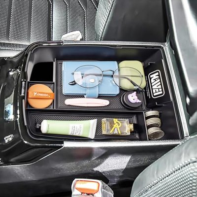 HGWEI Center Console Organizer Compatible with Kia Telluride 2020 2021 2022 2023 2024 2025 2026 Interior Accessories Insert Tray Coin Holder Armrest Secondary Storage Box, Black