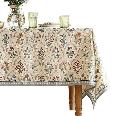 ISAENNE Designer Vintage Linen Rectangular Tablecloth,71"x55"-Serenity B | Elegant French Table Cloth Rectangle Table,Colorful Floral Pattern,Decoration,Dining Room,Tea Party,Kitchen,Thanksgiving