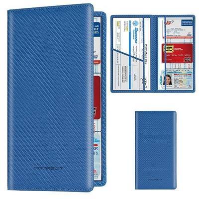 TOURSUIT Car Registration & Insurance Card Holder, Carbon Blue | Vehicle License Document Organizer, Glove Box Compartment, Interior Car Accessories, For Women Men