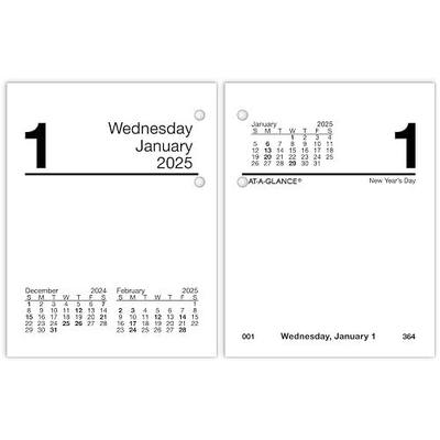 AT-A-GLANCE 2025 Desk Calendar Refill, Daily, 3" x 3-3/4", Mini, Loose-Leaf (E9195025)