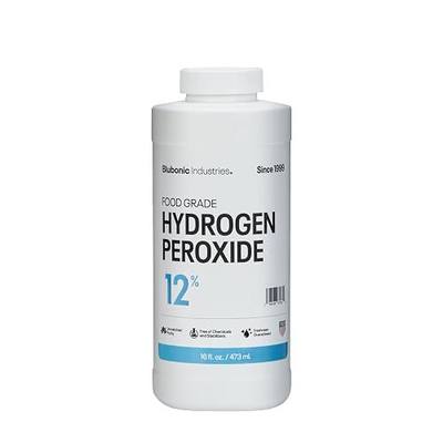 Blubonic Industries 12% Food Grade Hydrogen Peroxide—FCC H2O2, Pure Oxygen & Water, 16 fl oz