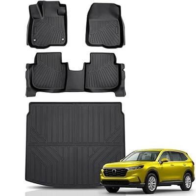 Sunsdrew Floor Mats for 2023-2025 2026 Honda CR-V (Include Hybrid), All Weather Floor Liners & Rear Trunk Mat for CRV Accessories, TPE Rubber, Raised Edge (Trunk Deck in Upper Position)
