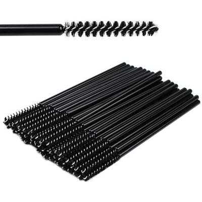 Mini Disposable Skinny Mascara Wands 50pcs Micro Eyelash Brush Small Makeup Brush Applicators Eyebrow Spoolies (Skinny-P-Black-50)