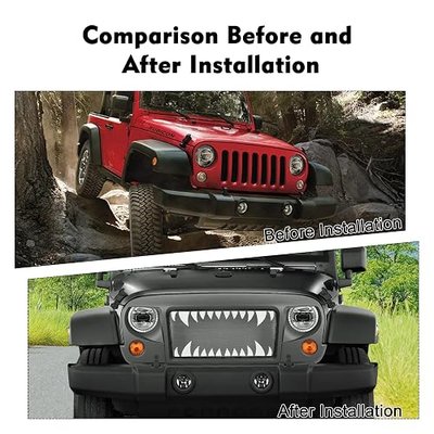 YEEGO DIRECT Front Grill For Jeep Wrangler Grille Compatible with 2007-2018 Jeep Wrangler JK/JKU 2 Door/4 Door for Jeep Wrangler JK Grille, Matte Black, YG-S018-JKG-Shark