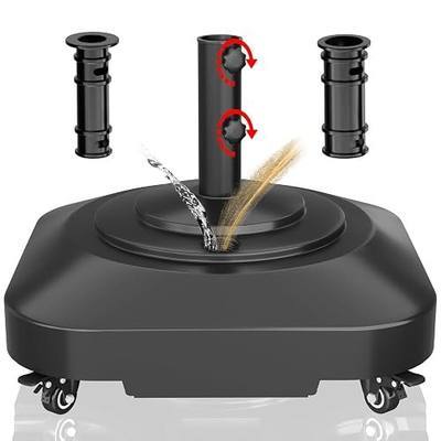 Patio Umbrella Base Heavy Duty with Wheels, Max 100lb Fillable Umbrella Stand | Fillable & Mobile Square, Heavy Duty Anti-Rust Patio Umbrella Base for Patio, Deck, Pool, Lawn, Fits Most Sized Umbrellas
