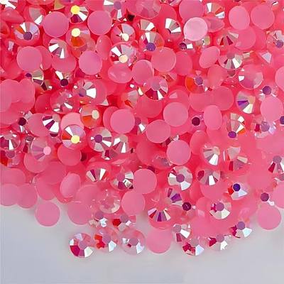 Flatback Rhinestones Round Gems for Nails Art and Crafts 4000Pcs SS12 3mm AB Crystals Glitter Stone DIY Bags Clothes Shoes (Dark Pink AB)