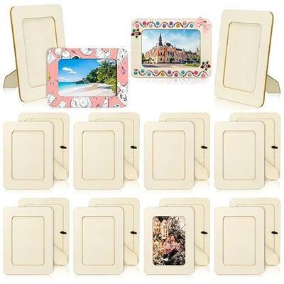 VOKOY 20 Pack Wooden Picture Frames for Crafts, DIY Wood Craft Picture Frames Bulk for 4" x 6" Photos,Unfinished Standing Photo Frames DIY Crafts Wood Decorate for Birthday Party Gifts