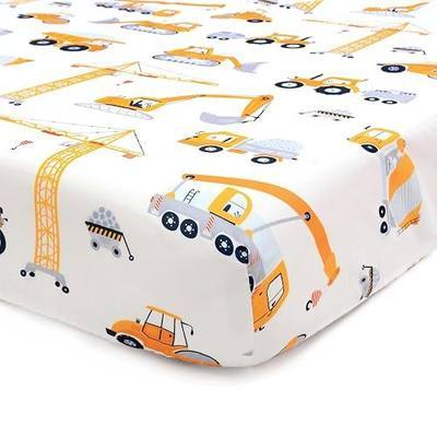 JISEN Baby Crib Sheets Soft Breathable Fitted Crib Sheets for Standard Crib and Toddler Mattress Baby Bed Sheets for Crib for Boys Girls Neutral 52x28 Inch Construction Trucks