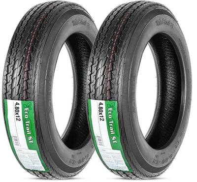 eCustomrim 2-Pack 4.80-12 480-12 12 Inch 4-Ply Bias Trailer Tire Load B | 785 Lbs Max Load 4.80 12 Utility Boat Equipment Open Trailer Tire - 2 Year Warranty With Free Roadside